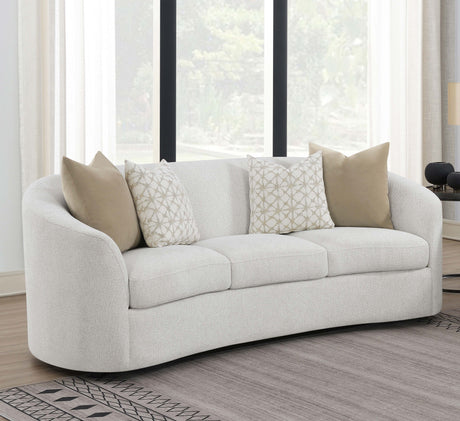 Rainn Boucle Upholstered Sloped Arm Sofa Latte - Tampa Furniture Outlet