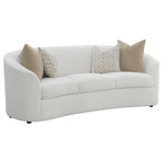 Tampa Furniture Outlet - Coaster - Rainn Boucle Upholstered Sloped Arm Sofa Latte - 509171