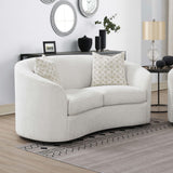 Rainn Boucle Upholstered Sloped Arm Loveseat Latte - Tampa Furniture Outlet
