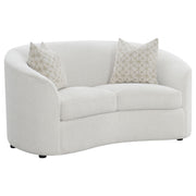 Tampa Furniture Outlet - Coaster - Rainn Boucle Upholstered Sloped Arm Loveseat Latte - 509172