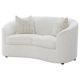 Rainn Boucle Upholstered Sloped Arm Loveseat Latte - Tampa Furniture Outlet