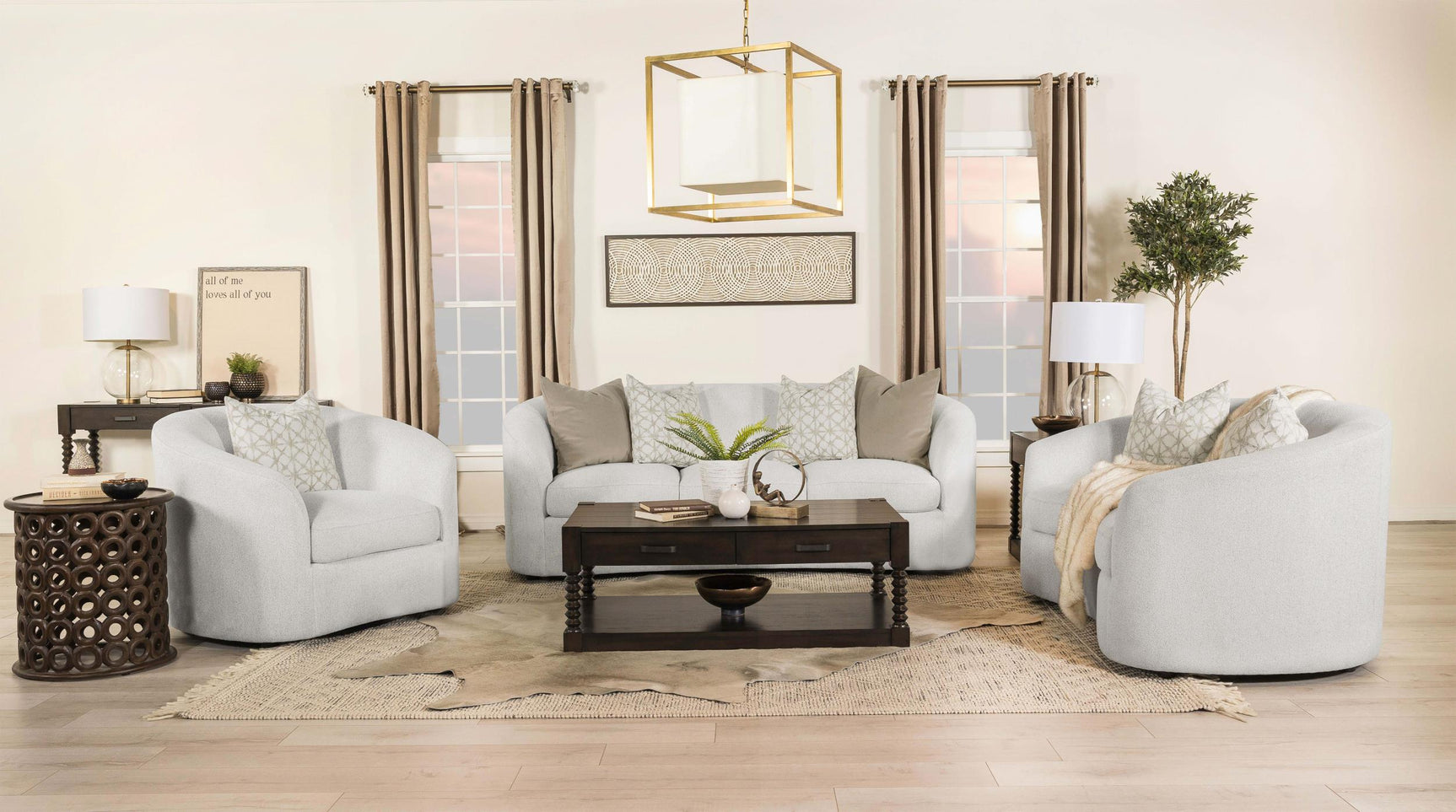 Rainn Boucle Upholstered Sloped Arm Loveseat Latte - Tampa Furniture Outlet