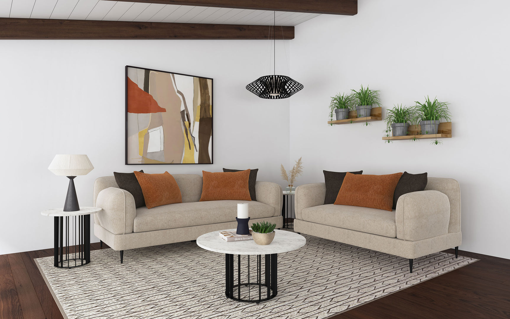 Jade 2-piece Chenille Upholstered Sofa Set Latte - Tampa Furniture Outlet