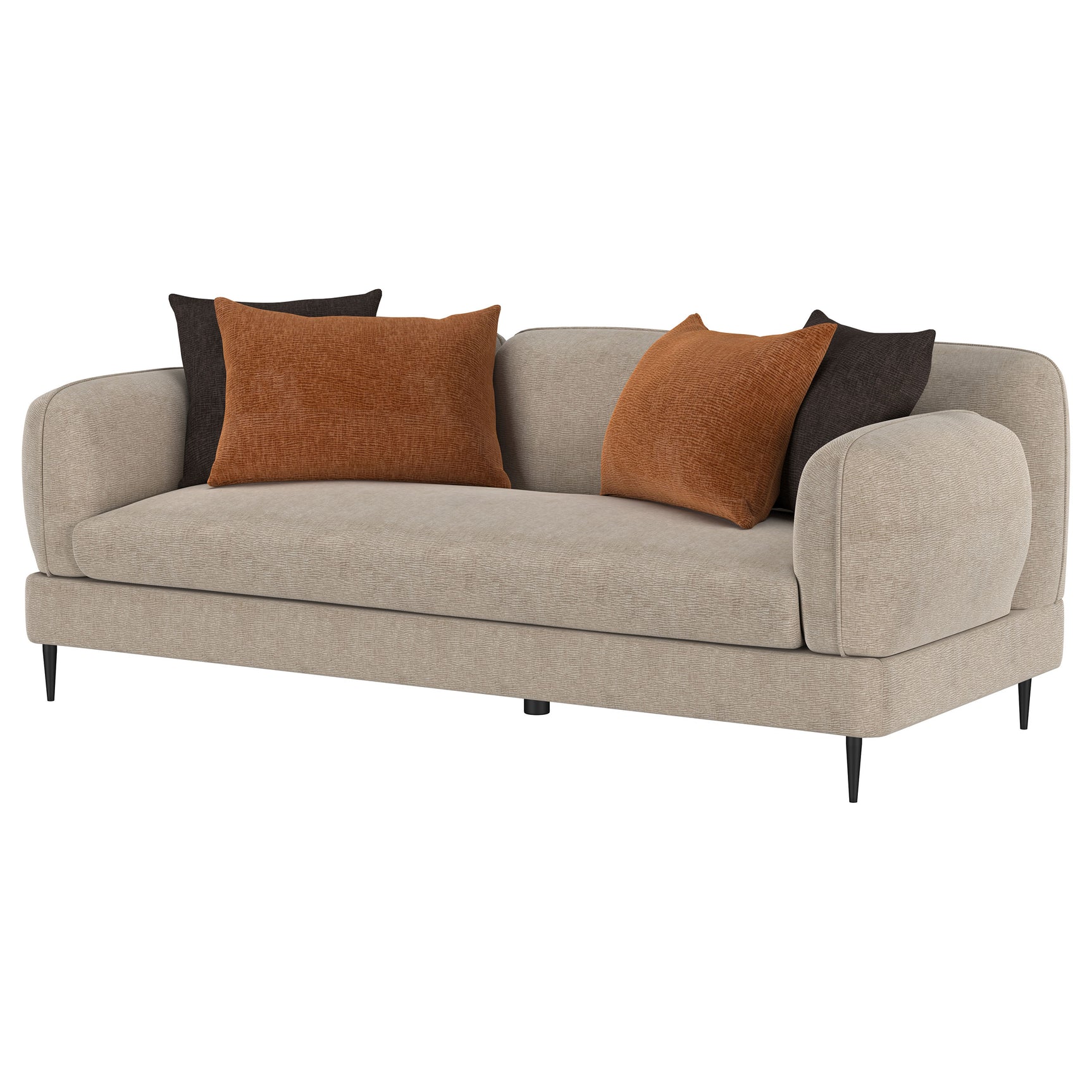 Jade Chenille Upholstered Sculpted Track Arm Sofa Latte - Tampa Furniture Outlet