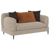 Tampa Furniture Outlet - Coaster - Jade Chenille Upholstered Sculpted Track Arm Loveseat Latte - 509412