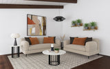 Jade Chenille Upholstered Sculpted Track Arm Loveseat Latte - Tampa Furniture Outlet