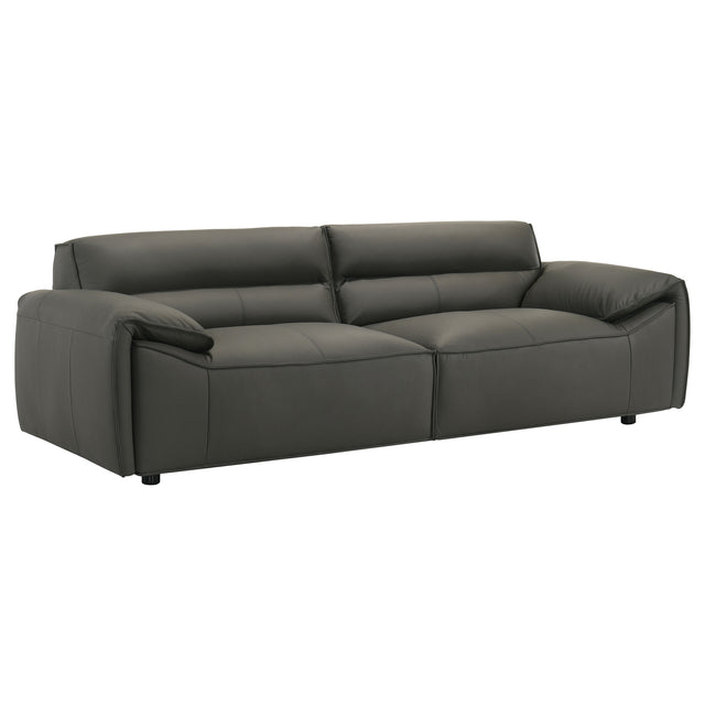 Tampa Furniture Outlet - Coaster - Buxton Top Grain Leather Upholstered Sofa Graphite - 509504