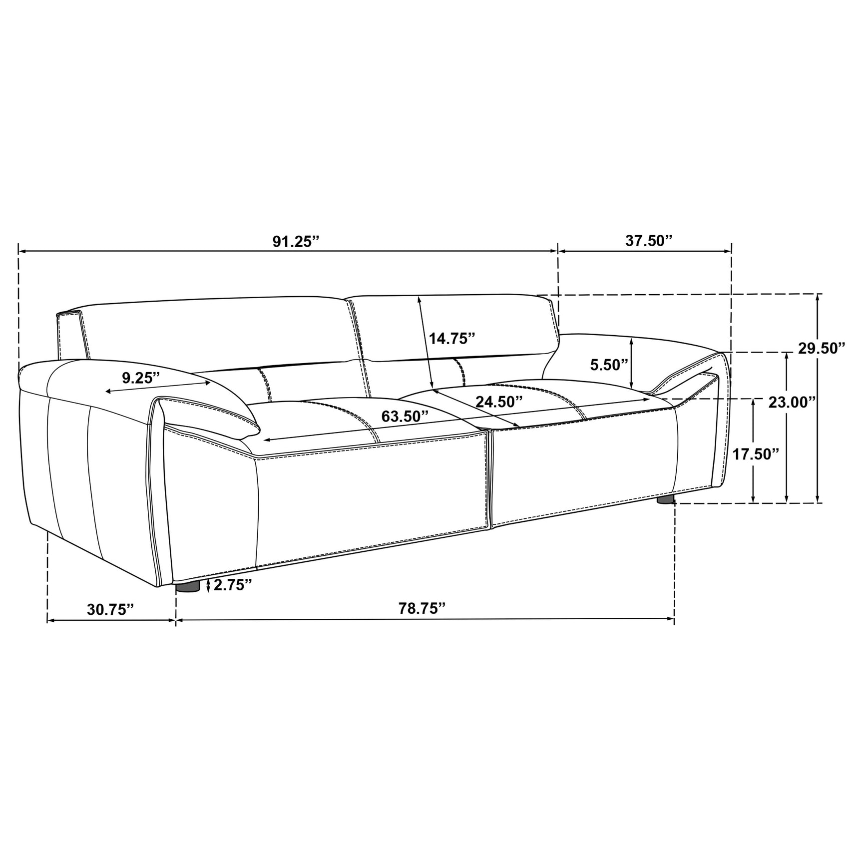 Buxton Top Grain Leather Upholstered Sofa Graphite