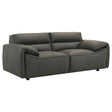 Tampa Furniture Outlet - Coaster - Buxton Top Grain Leather Upholstered Loveseat Graphite - 509505