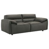 Tampa Furniture Outlet - Coaster - Buxton Top Grain Leather Upholstered Loveseat Graphite - 509505