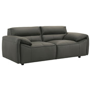 Tampa Furniture Outlet - Coaster - Buxton Top Grain Leather Upholstered Loveseat Graphite - 509505