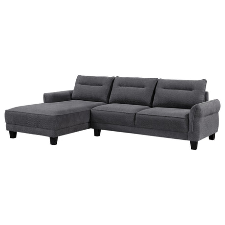 Tampa Furniture Outlet - Coaster - Caspian Upholstered Curved Arm Chaise Sectional Sofa Grey - 509540