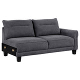 Caspian Upholstered Curved Arm Chaise Sectional Sofa Grey - Tampa Furniture Outlet
