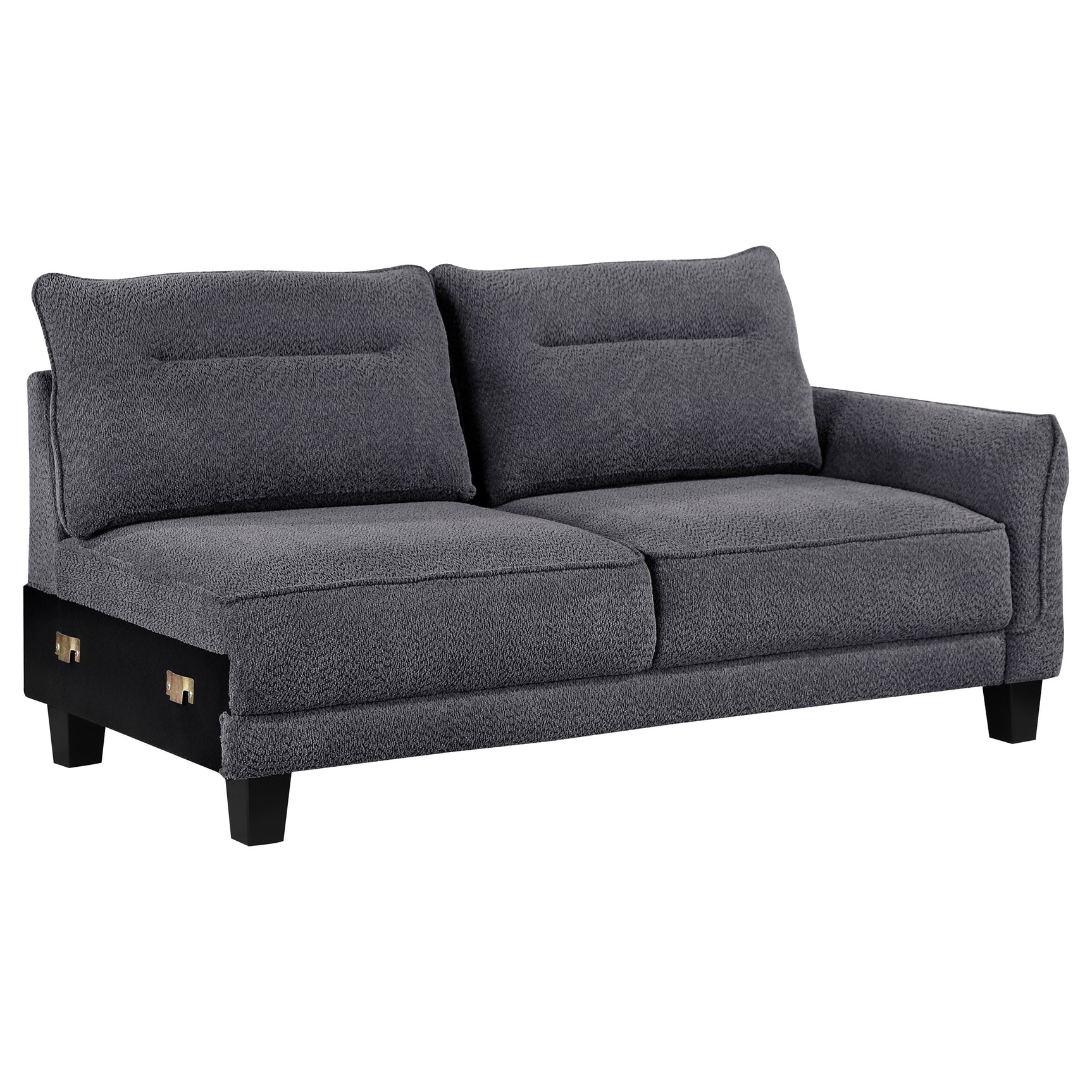 Caspian Upholstered Curved Arm Chaise Sectional Sofa Grey - Tampa Furniture Outlet