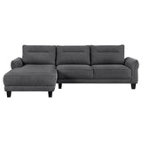 Caspian Upholstered Curved Arm Chaise Sectional Sofa Grey - Tampa Furniture Outlet