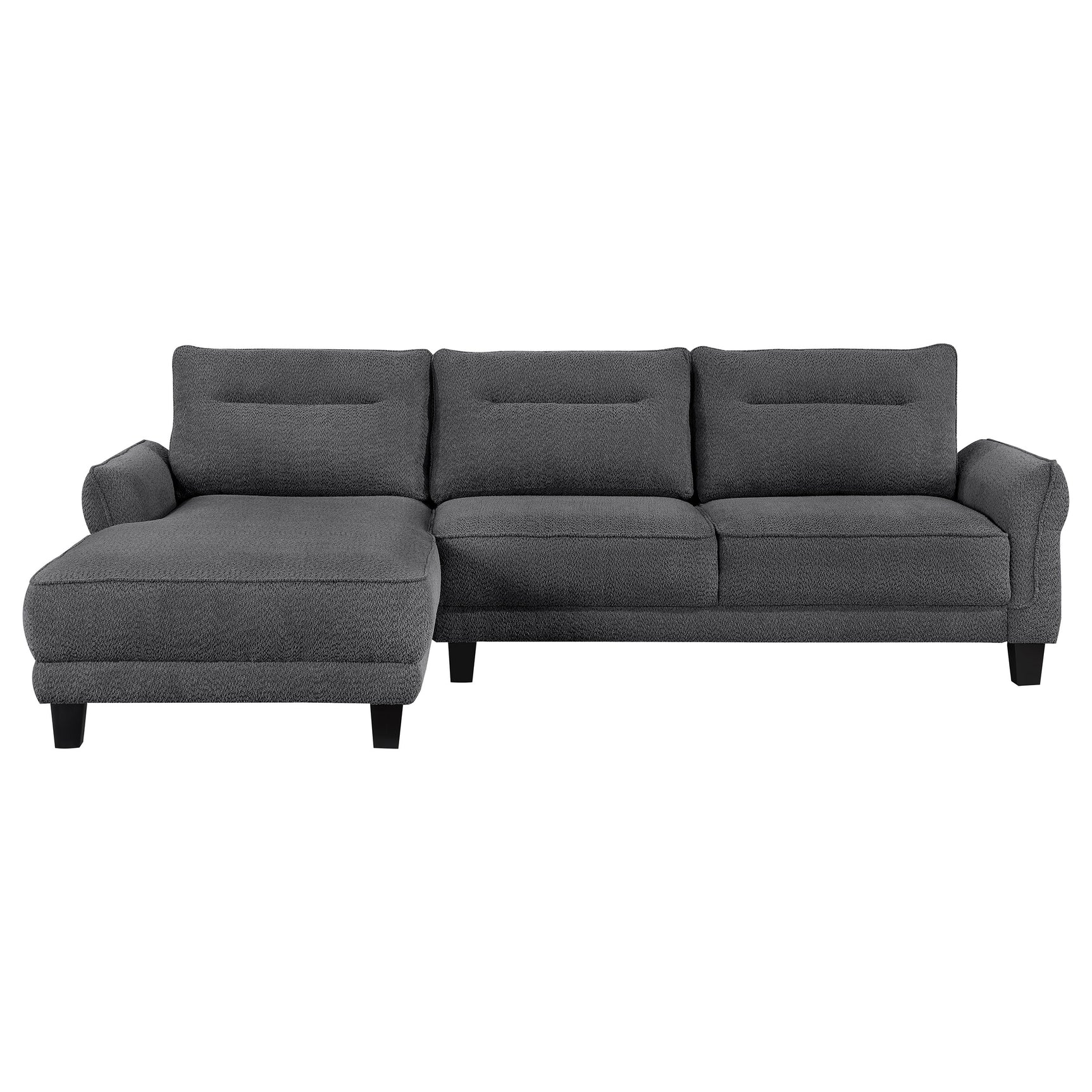 Caspian Upholstered Curved Arm Chaise Sectional Sofa Grey - Tampa Furniture Outlet