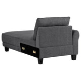 Caspian Upholstered Curved Arm Chaise Sectional Sofa Grey - Tampa Furniture Outlet