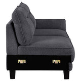 Caspian Upholstered Curved Arm Chaise Sectional Sofa Grey - Tampa Furniture Outlet