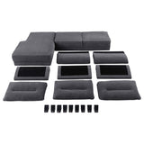 Caspian Upholstered Curved Arm Chaise Sectional Sofa Grey - Tampa Furniture Outlet