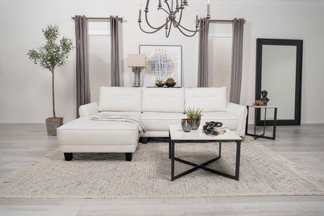 Caspian Upholstered Curved Arm Chaise Sectional Sofa White - Tampa Furniture Outlet