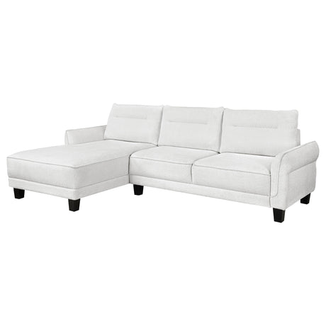 Tampa Furniture Outlet - Coaster - Caspian Upholstered Curved Arm Chaise Sectional Sofa White - 509550
