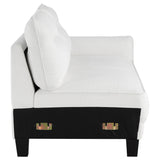 Caspian Upholstered Curved Arm Chaise Sectional Sofa White - Tampa Furniture Outlet