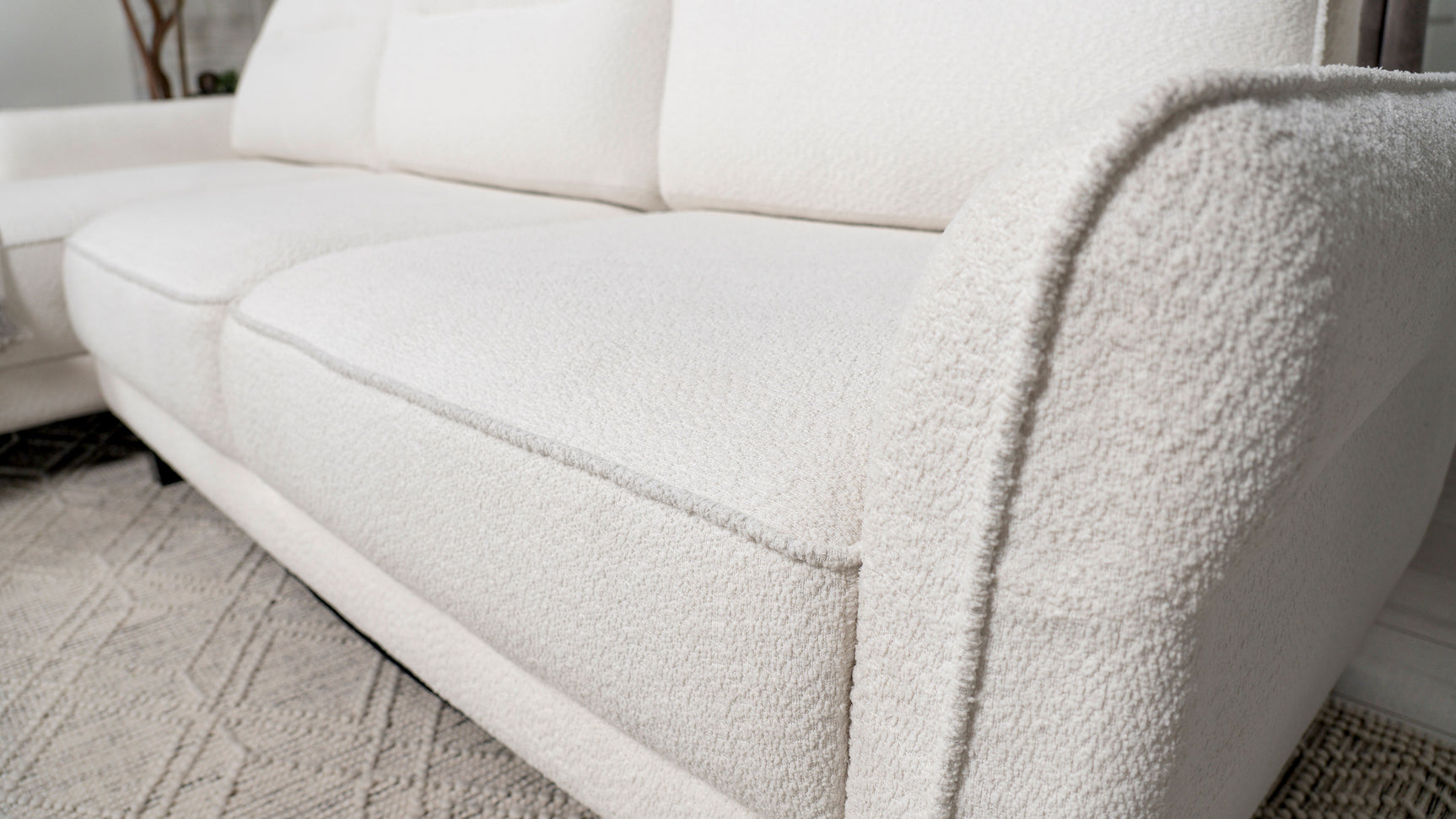 Caspian Upholstered Curved Arm Chaise Sectional Sofa White - Tampa Furniture Outlet