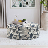 Tomkins Oval Upholstered Storage Ottoman Indigo Blue - Tampa Furniture Outlet