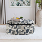 Tomkins Oval Upholstered Storage Ottoman Indigo Blue - Tampa Furniture Outlet