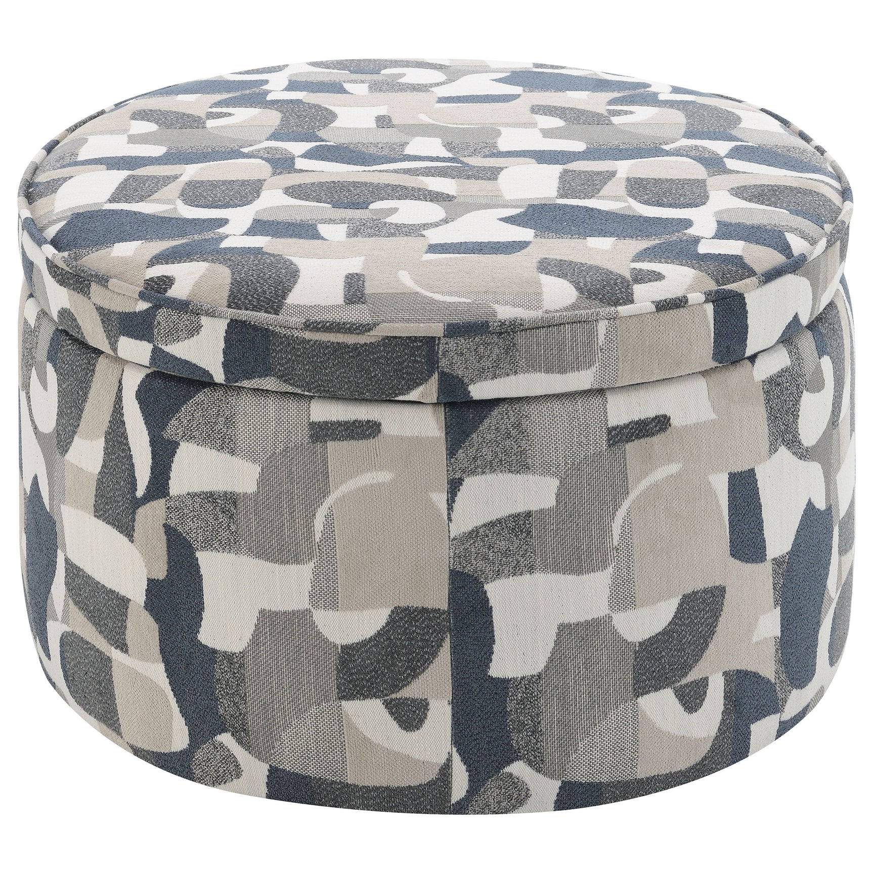 Tomkins Oval Upholstered Storage Ottoman Indigo Blue - Tampa Furniture Outlet