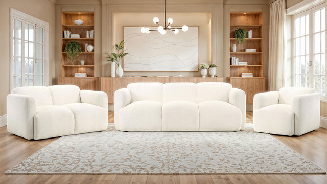 Tampa Furniture Outlet - Coaster - Dorset 3-piece Upholstered Round Track Arm Sofa Set White - 509811-S3