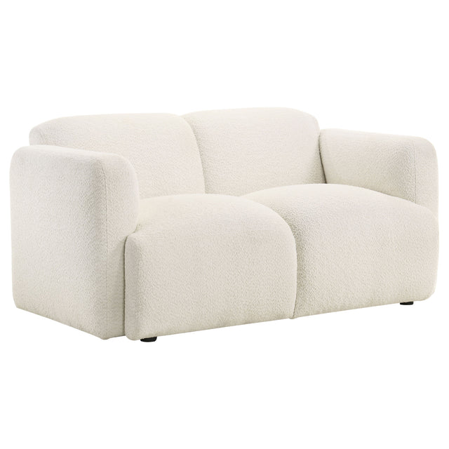 Tampa Furniture Outlet - Coaster - Dorset Fabric Upholstered Round Track Arm Loveseat White - 509812