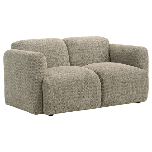Tampa Furniture Outlet - Coaster - Dorset Fabric Upholstered Round Track Arm Loveseat Brown - 509815