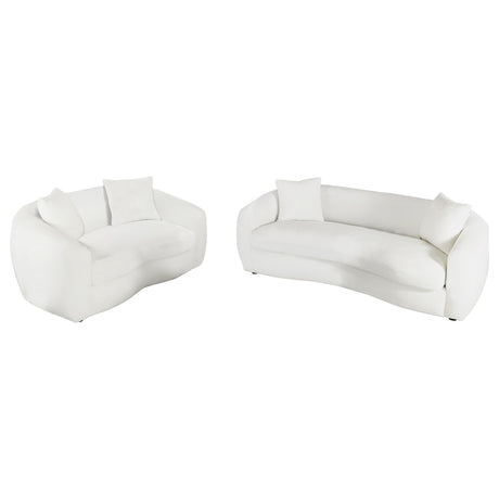 Isabella 2-piece Faux Sheepskin Upholstered Sofa Set Natural - Tampa Furniture Outlet