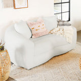 Isabella Faux Sheepskin Upholstered Loveseat Natural - Tampa Furniture Outlet