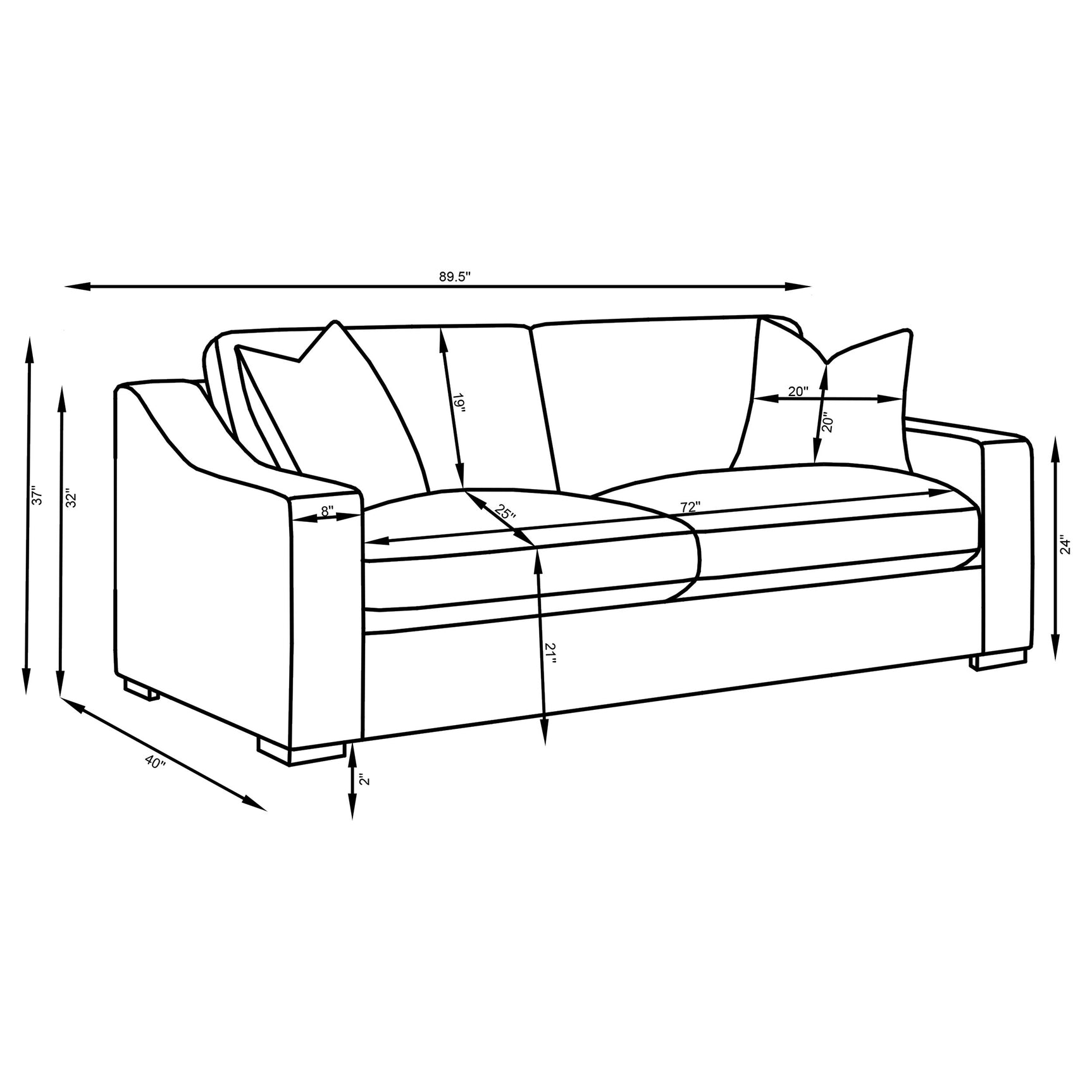Ashlyn 2-piece Upholstered Sloped Arm Sofa Set White - Tampa Furniture Outlet