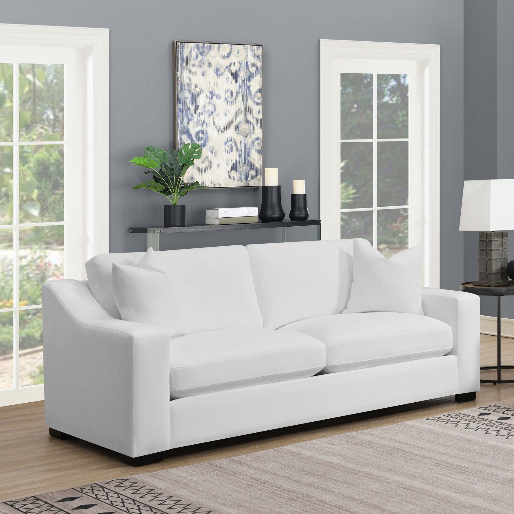 Ashlyn Upholstered Sloped Arm Sofa White - Tampa Furniture Outlet