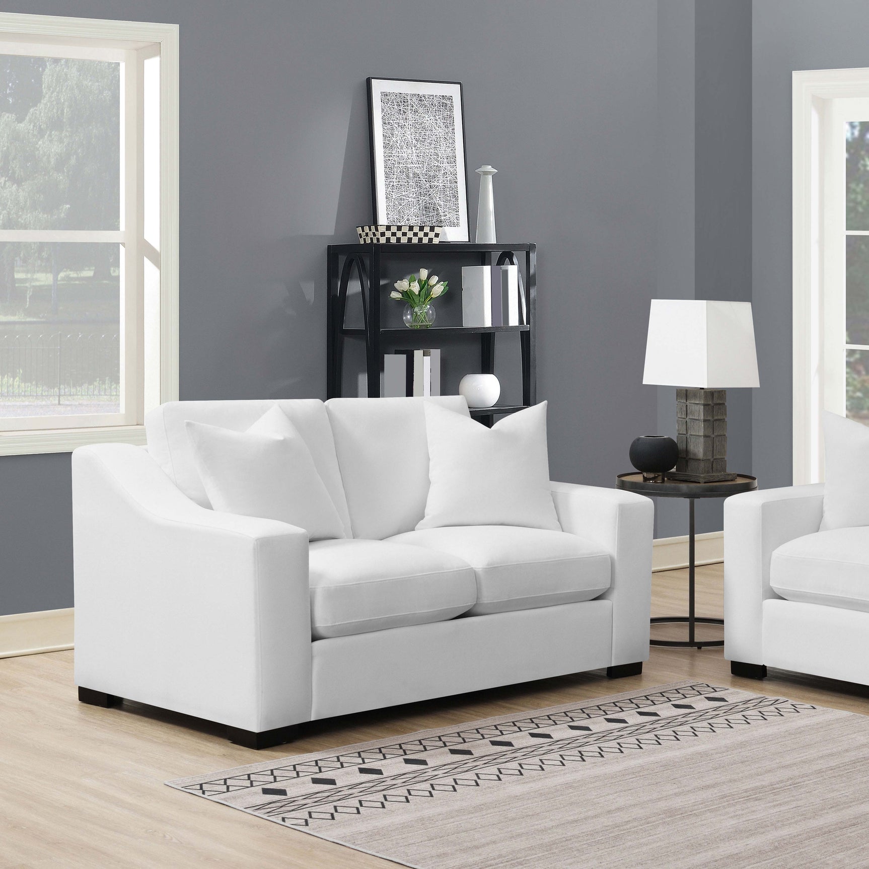 Ashlyn Upholstered Sloped Arm Loveseat White - Tampa Furniture Outlet
