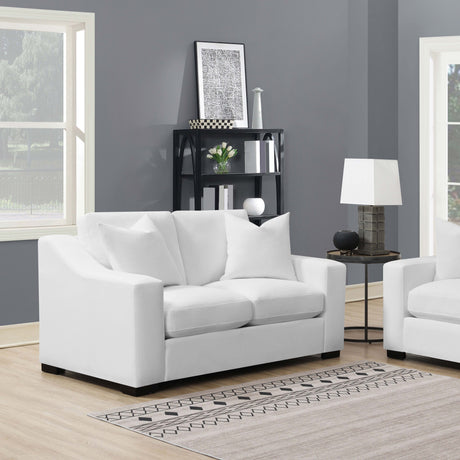 Ashlyn Upholstered Sloped Arm Loveseat White - Tampa Furniture Outlet
