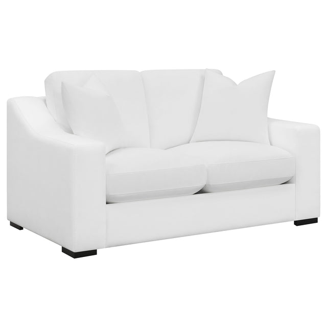 Tampa Furniture Outlet - Coaster - Ashlyn Upholstered Sloped Arm Loveseat White - 509892