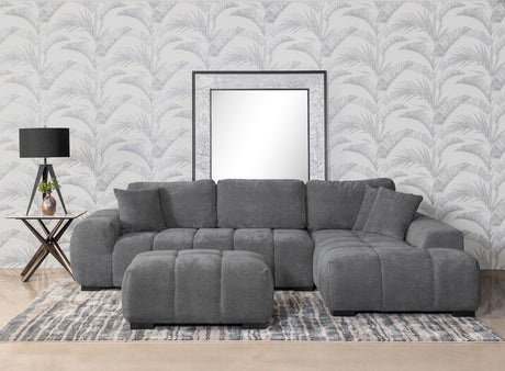 Octavia Upholstered Sectional Chaise Sofa Charcoal Grey - Tampa Furniture Outlet