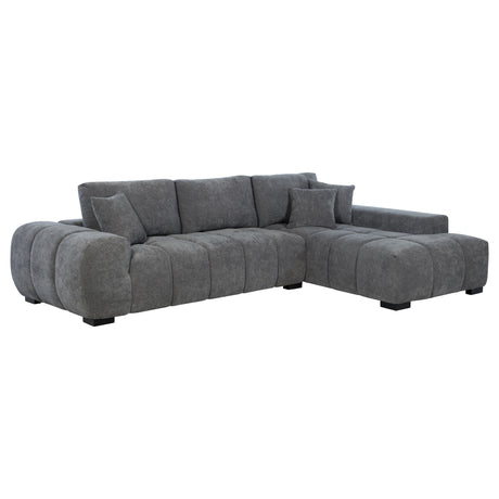 Tampa Furniture Outlet - Coaster - Octavia Upholstered Sectional Chaise Sofa Charcoal Grey - 509965