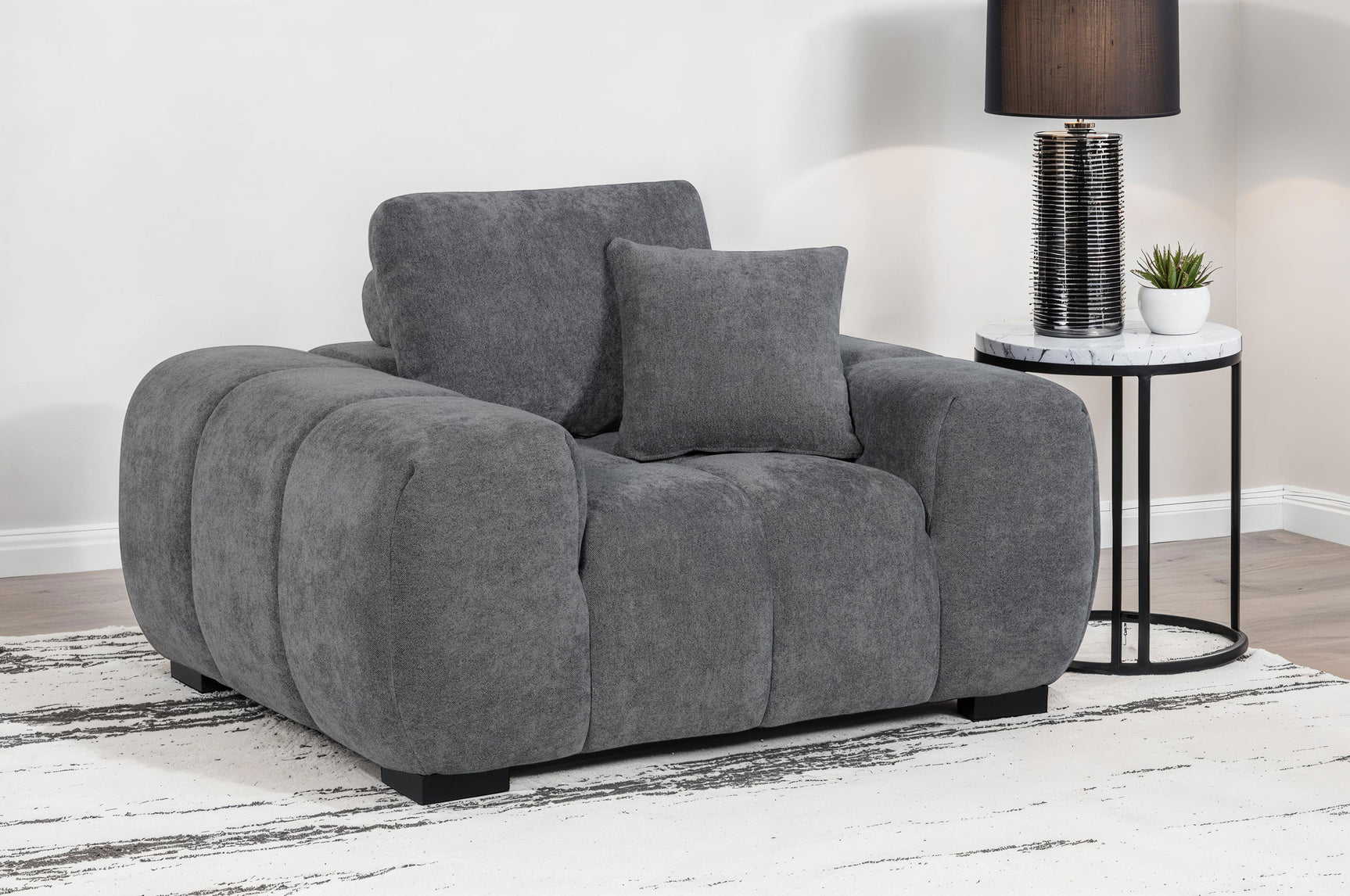 Octavia Upholstered Track Arm Accent Chair Charcoal Grey - Tampa Furniture Outlet