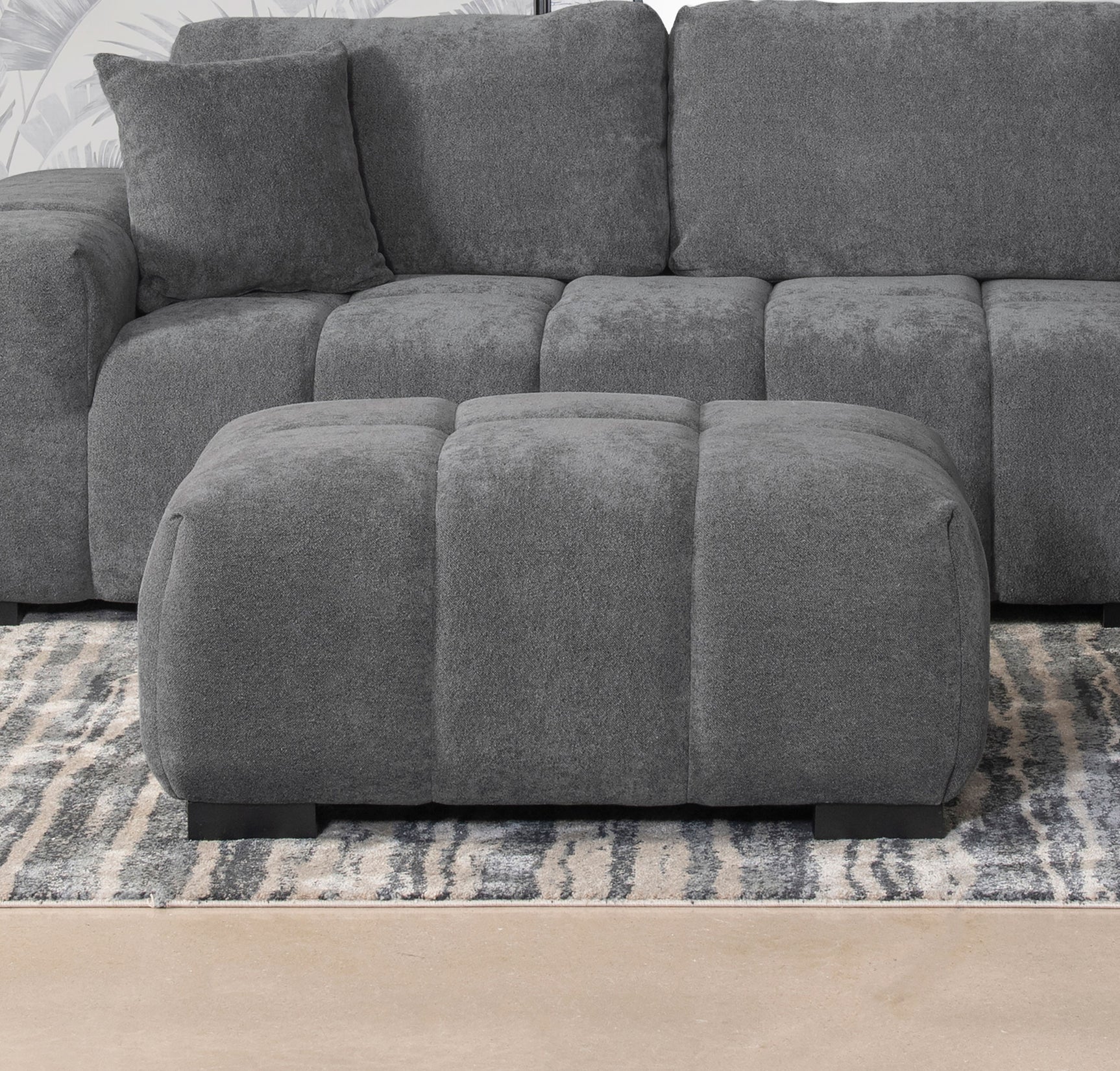 Octavia Upholstered Rectangular Ottoman Charcoal Grey - Tampa Furniture Outlet
