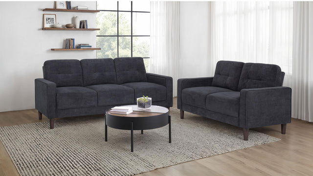Tampa Furniture Outlet - Coaster - Bowen II 2-piece Upholstered Track Arm Sofa Set Steel Grey - 509981-S2