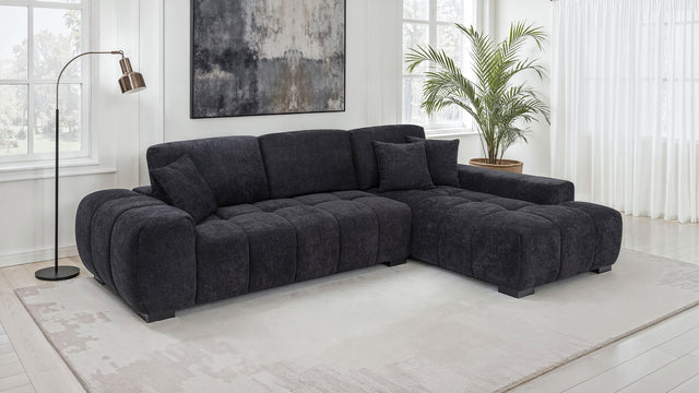 Tampa Furniture Outlet - Coaster - Octavia Upholstered Sectional Chaise Sofa Black - 511061
