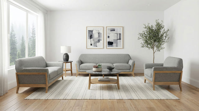 Tampa Furniture Outlet - Coaster - Vaughn 3-piece Fabric Upholstered Flared Arm Sofa Set Grey - 511071-S3