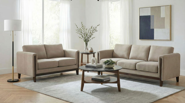 Tampa Furniture Outlet - Coaster - Islington 2-piece Upholstered Panel Arm Sofa Set Taupe - 511101-S2