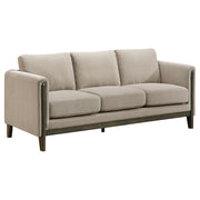 Tampa Furniture Outlet - Coaster - Islington Fabric Upholstered Panel Arm Sofa Taupe - 511101