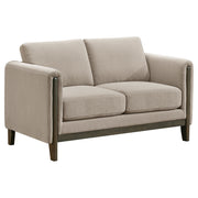 Tampa Furniture Outlet - Coaster - Islington Fabric Upholstered Panel Arm Loveseat Taupe - 511102